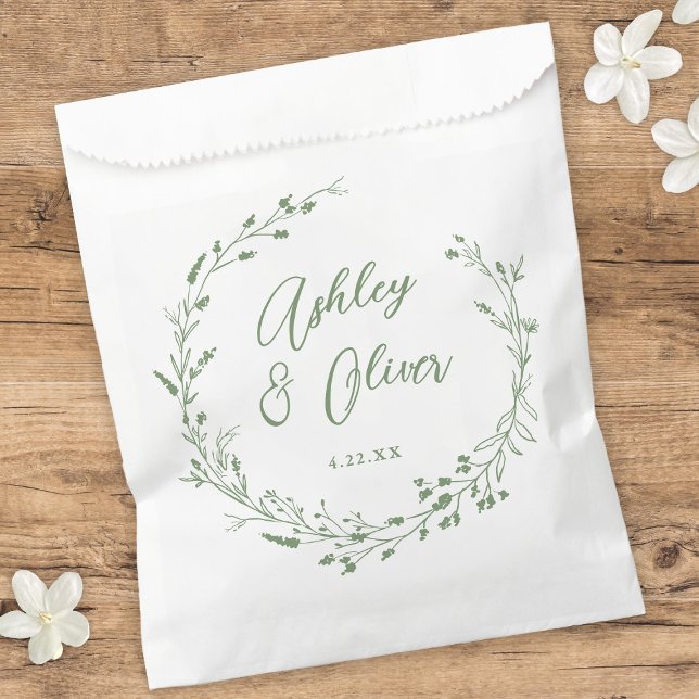 Rustic Boho Sage Green Wildflower Floral Wedding Favour Bag (Creator Uploaded)