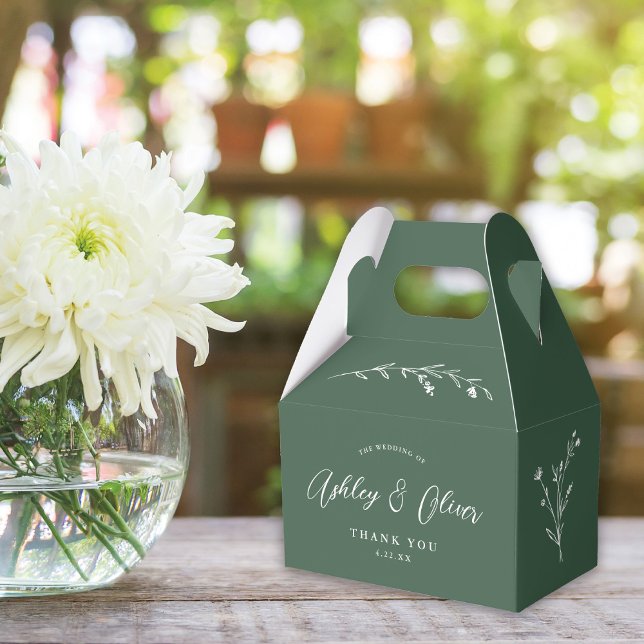 Rustic Boho Sage Green Wildflower Wedding Favour Box (Creator Uploaded)