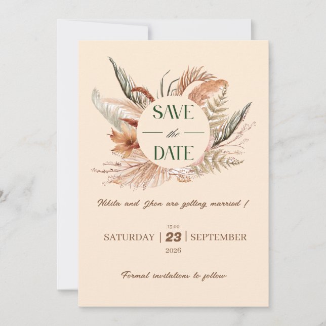 Rustic Boho Save the Date (Front)