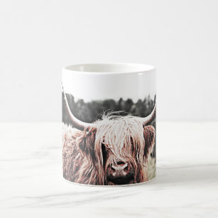Rustic Boho Scottish Highland Longhorn Cow Coffee Mug
