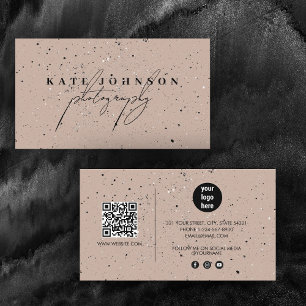 Rustic Boho Signature Script QR Code Social Media Business Card