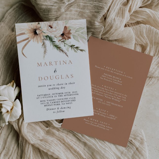 Rustic Boho Simple Back & Front Formal Wedding   Invitation (Creator Uploaded)