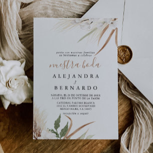 Rustic Boho Simple Floral Nuestra Boda Wedding Invitation