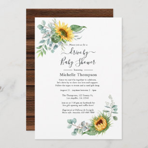 Rustic Boho Sunflower Eucalyptus Drive By Shower Invitation