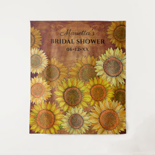 Rustic Boho Sunflower Personalised Bridal Shower Tapestry