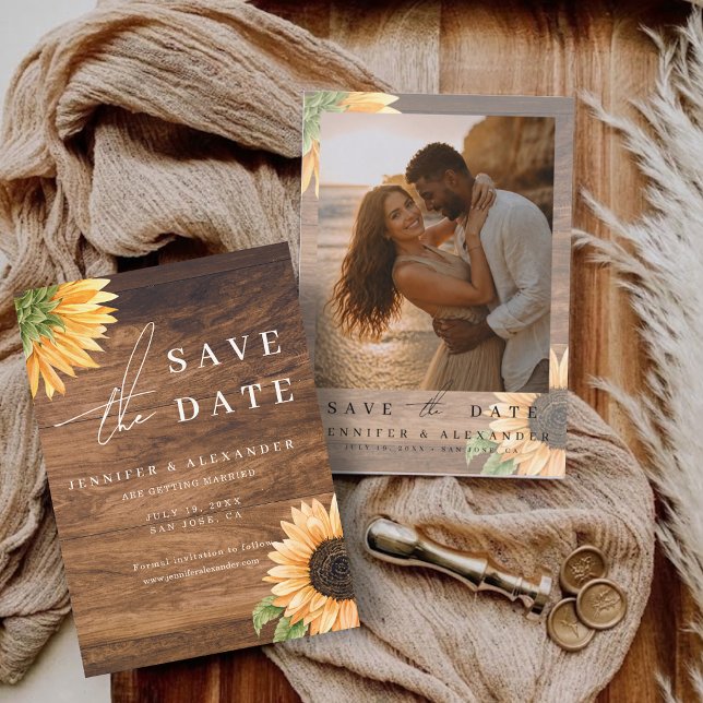 Rustic Boho Sunflower Save the Date Wedding Invite (Rustic Boho Sunflower Save the Date Wedding Invite)