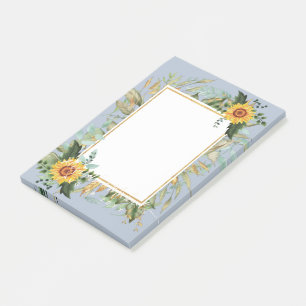 Rustic BOHO Sunflowers Greenery Wedding Post-it Notes