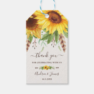 Rustic Boho Sunflowers Wedding Thank You Favors Gift Tags