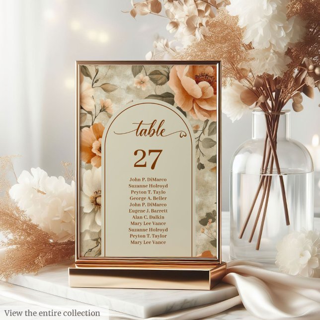 Rustic Boho Terracotta Beige Sage Floral Wedding  Table Number (Rustic Boho Terracotta Beige Sage Floral Wedding Table Number

)
