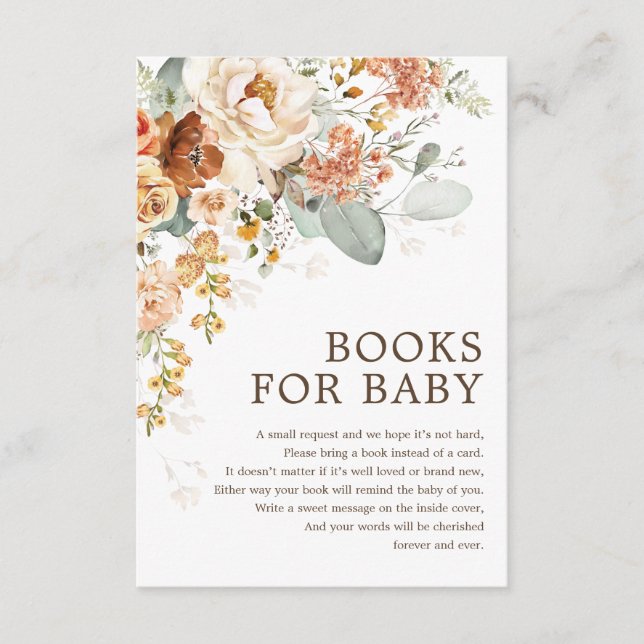 Rustic Boho Terracotta Burnt Orange Books for Baby Enclosure Card (Front)