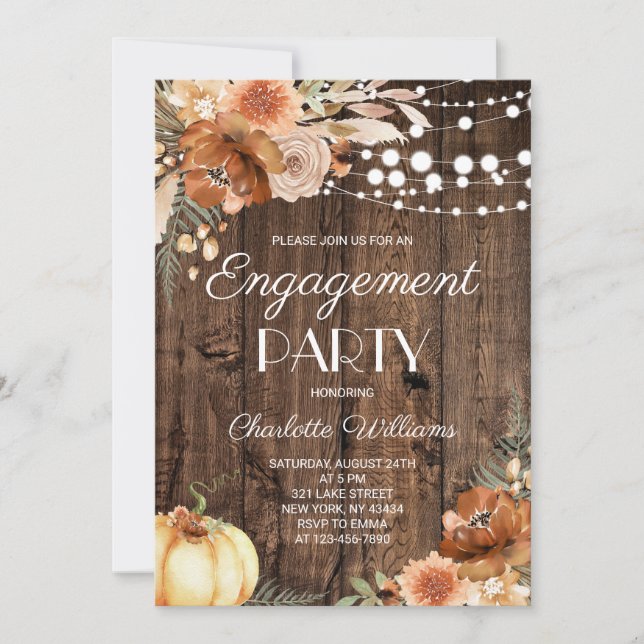 Rustic Boho Terracotta Floral Engagement Party Invitation (Front)
