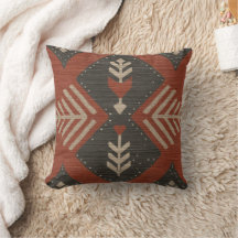 Rustic Boho Terracotta Print Throw Pillow