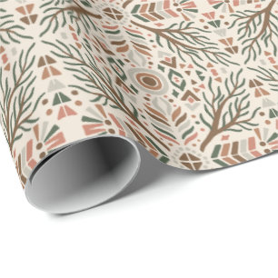 Rustic Boho Tribal Earth Tones Geometric Pattern Wrapping Paper