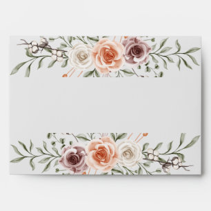 Rustic Boho Watercolor Floral Grey Wedding Envelope
