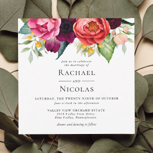 Rustic Boho Watercolor Floral Wedding Invitation