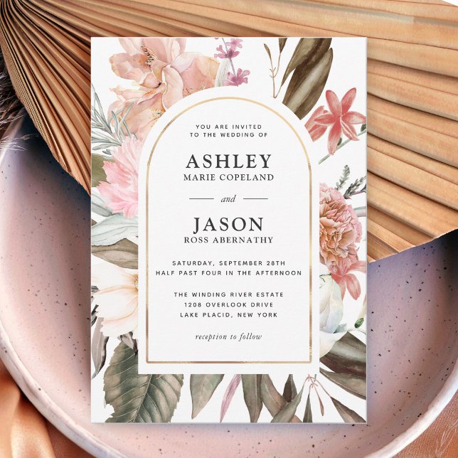 Rustic Boho Watercolor Floral Wedding Invitation (Creator Uploaded)
