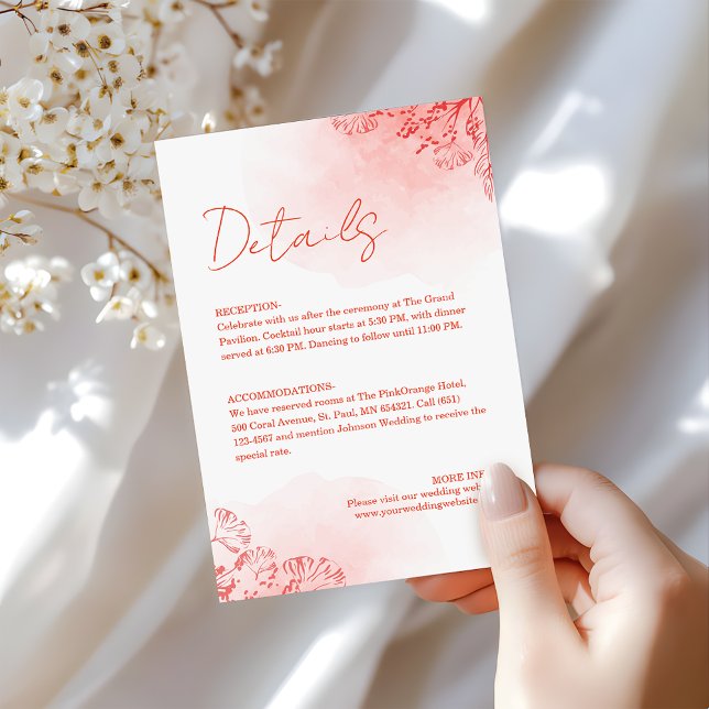 Rustic Boho Watercolor Foliage Terracotta Wedding Enclosure Card (Creator Uploaded)