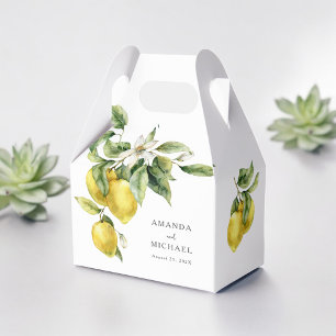 Rustic Boho Watercolor Lemons Wedding Favour Box