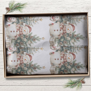Rustic BOHO Watercolor Snowman Christmas Tissue Paper