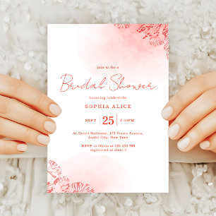 Rustic Boho Watercolor Terracotta Bridal Shower Invitation