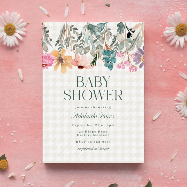 Rustic Boho Watercolor Wildflower Baby Shower Invitation (Creator Uploaded)