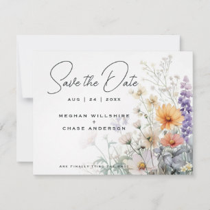 Rustic Boho Watercolor Wildflowers Invitation