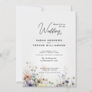 Rustic Boho Watercolor Wildflowers Invitation