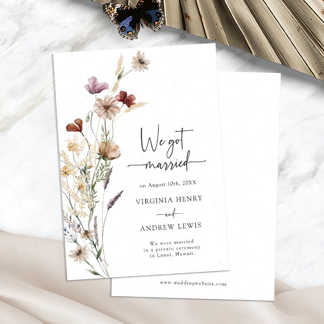 Rustic Boho We Got Married Invitation (Rustic White Boho Wildflower We Got Married Invitation by Painted Paperie
)