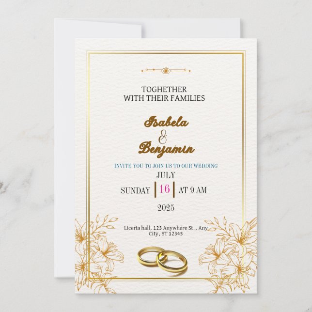 Rustic Boho Wedding Invite Template (Front)