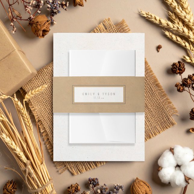 Rustic Boho Wedding Kraft Paper ID1109 Invitation Belly Band (Creator Uploaded)