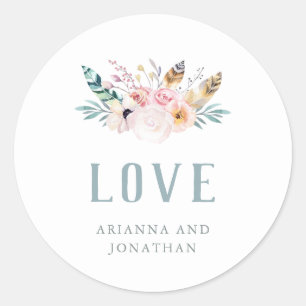 Rustic Boho Wedding   Love Classic Round Sticker