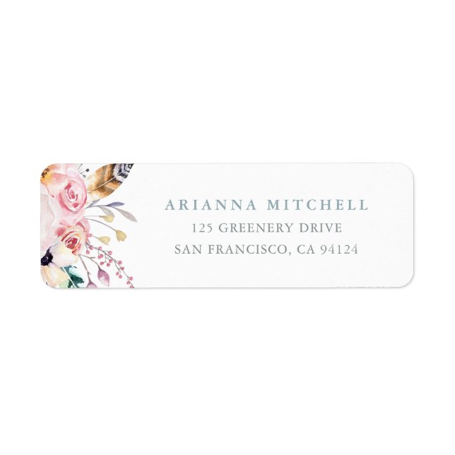 Rustic Boho Wedding Return Address Label (Front)