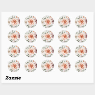 Rustic Boho Wedding – Watercolor Floral Classic Round Sticker