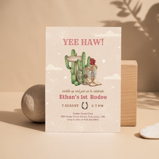 Rustic Boho Western Desert 1st Rodeo Birthday Invitation (Creator Uploaded)