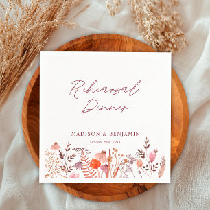 Rustic Boho Widlflowers Rehearsal Dinner Wedding Napkin