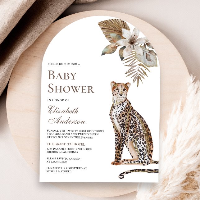 Rustic Boho Wild Safari Leopard Arch Baby Shower Invitation (Creator Uploaded)