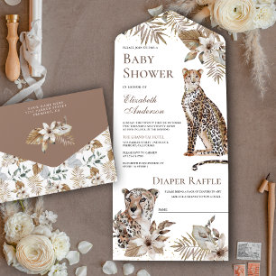 Rustic Boho Wild Safari Leopard Baby Shower All In One Invitation