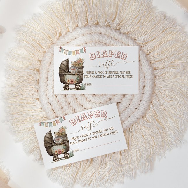 Rustic Boho Wild West Baby Girl Shower diaper Enclosure Card (Creator Uploaded)