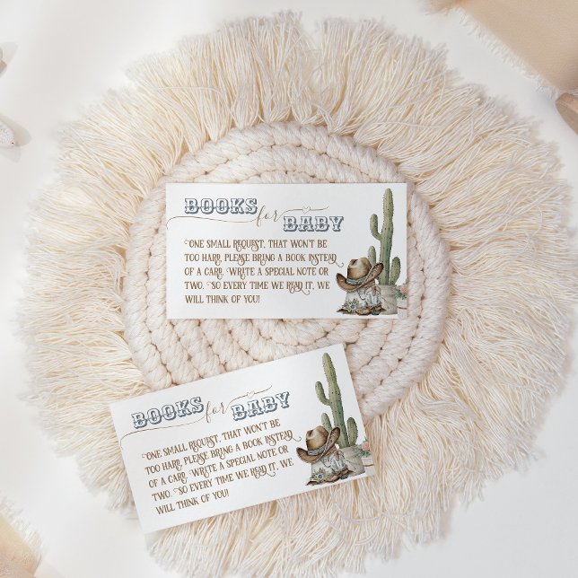 Rustic Boho Wild West Boy Shower books for baby Enclosure Card (Creator Uploaded)