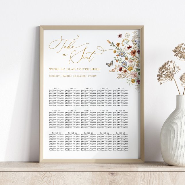 Rustic Boho Wildflower Fall Wedding Seating Chart (Creator Uploaded)