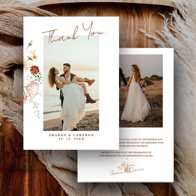 Rustic Boho Wildflower Floral Details Thank You Card (Creator Uploaded)