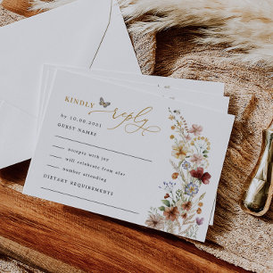 Rustic Boho Wildflower Floral Garden Wedding RSVP Card