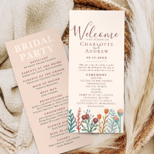 Rustic Boho Wildflower Summer Wedding Program