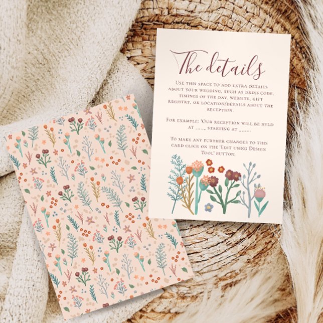 Rustic Boho Wildflower Wedding Details Enclosure Card (Creator Uploaded)