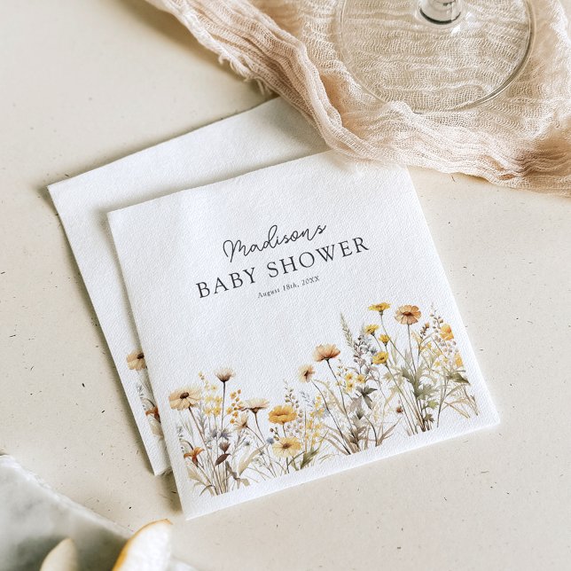 Rustic Boho Wildflowers Baby Shower Napkin (Creator Uploaded)
