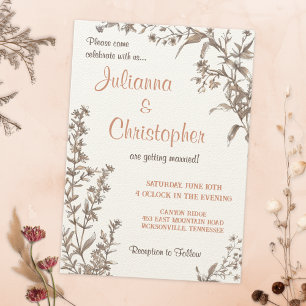 Rustic Boho Wildflowers Wedding Invitation