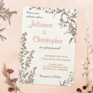 Rustic Boho Wildflowers Wedding Invitation