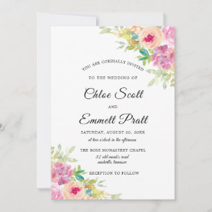 Rustic Boho Wildflowers Wedding Invitation