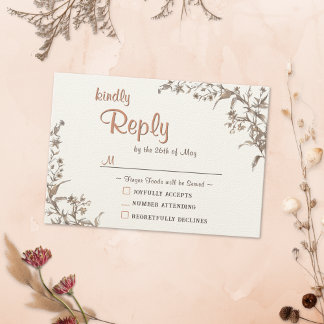 Rustic Boho Wildflowers Wedding RSVP Card