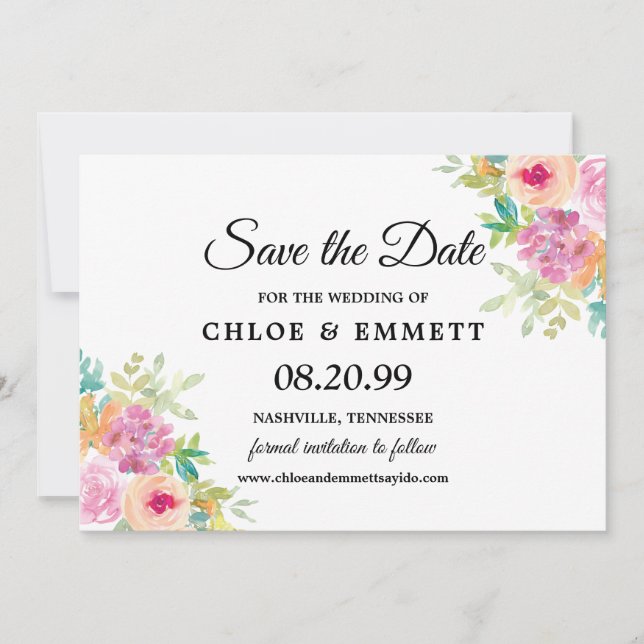 Rustic Boho Wildflowers Wedding Save the Date (Front)